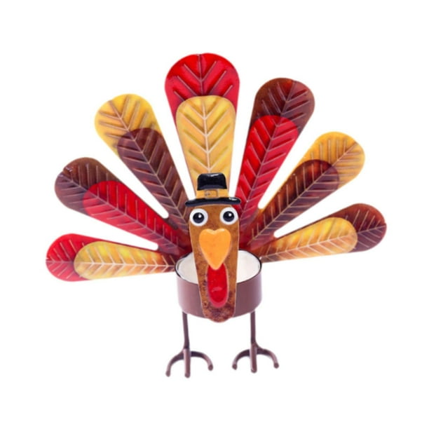 Portavelas para lamparilla de té, portavelas de pavo, regalos de fiesta, creativo, otoño, pavo, portavelas de Acción de Gracias Pavo de pie