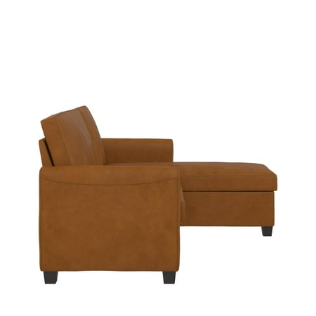 Dhp Noah Sectional Sofa Bed With Storage Twin Camel Faux Leather Com Dhp Noah Sectional Sofa Bed With, Dhp Noah Sectional Sofa Bed With Storage Twin Camel Faux Leather