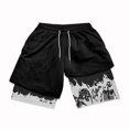 thumbnail image 1 of Pantalones cortos de gimnasio estampados para hombre, Shorts negros de doble capa, 2 en 1, secado rápido, transpirables, absorbentes de sudor, Fitness, correr, deportes de verano, 1 of 5