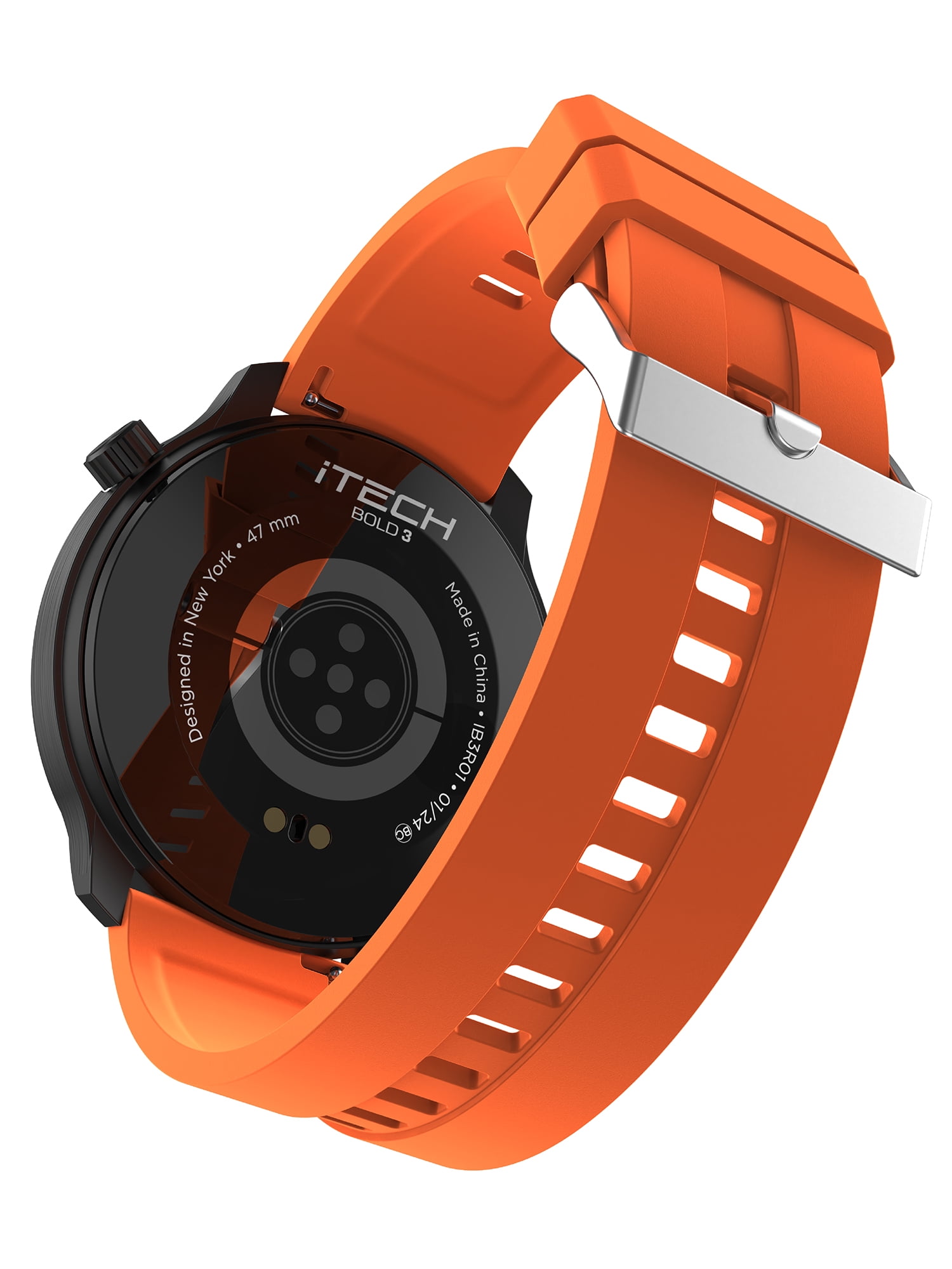 iTech Bold 3 Unisex Adult Smart Watch, Orange, Silicone Strap