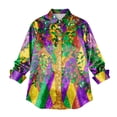 thumbnail image 4 of Women's Mardi Gras Shirts Long Sleeve Button Down Shirt Tuesday Carnival Party Outfit 2026 (Purple, 2XL), 4 of 6
