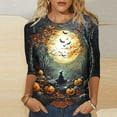 thumbnail image 2 of FDGIU Halloween Shirts for Women Women's Fashion Tees Casual Crewneck 3/4 Sleeve Loose T Shirt Ladies Blouses Shirts Spooky Season Graphic, 2 of 5