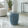 thumbnail image 2 of Uttermost Harbor 17.38" Coastal Ceramic Geometric Garden Stool in Aqua Blue, 2 of 4