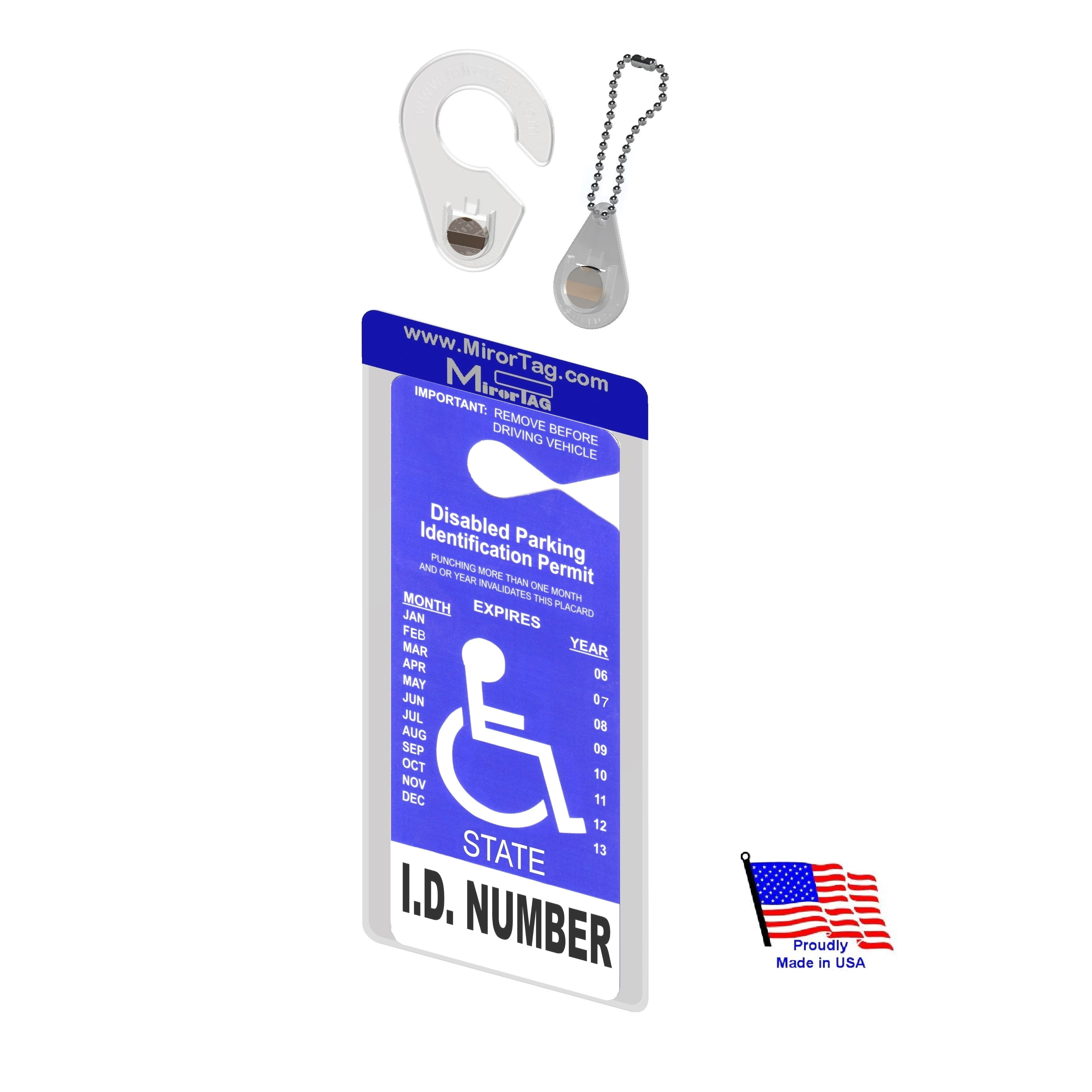 Mirortag Holder with 1 Hook & 1 Charm- Handicap Placard Holder. Easily ...