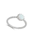 thumbnail image 4 of CHOOSE YOUR COLOR Round White Simulated Opal Bubble Beaded Ring .925 Sterling Silver Band CZ Female Size 10, 4 of 4