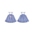 thumbnail image 2 of BemeyourBBs Toddler Baby Girls Baseball Dress Little Baby Girl Summer Dress 6 12 18 24 Months 2 3 4 Years Cute Baseball Embroidery Striped Print Sleeveless Tie up Strap Casual A-Line Dress, 2 of 9