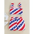 thumbnail image 5 of Bagilaanoe Toddler Baby Girl Independence Day Clothes Set Stripe Star Print Sleeveless Camisole Tops + Elastic Waist Shorts with Bow, 5 of 9