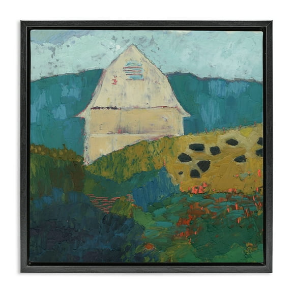 Stupell Industries Abstract Farm Impression Abstract Painting Black Floater Framed Canvas Art Print Wall Art, 18 x 18