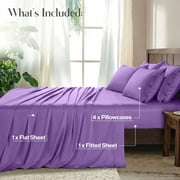 Lux Decor Queen Size Bed Sheets - 6 Piece Ultra-Soft Microfiber Sheets Set, Deep Pocket Fitted Sheet, Flat Sheet & 4 Pillowcases, Breathable Hotel Luxury, OEKO-TEX Certified, Purple