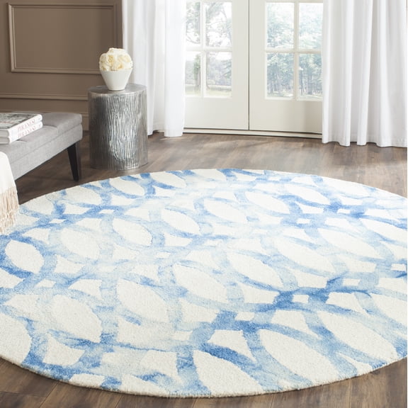 Safavieh Dip Dye Rosanne Distressed Area Rug, Ivory/Blue, 5' x 5' Round