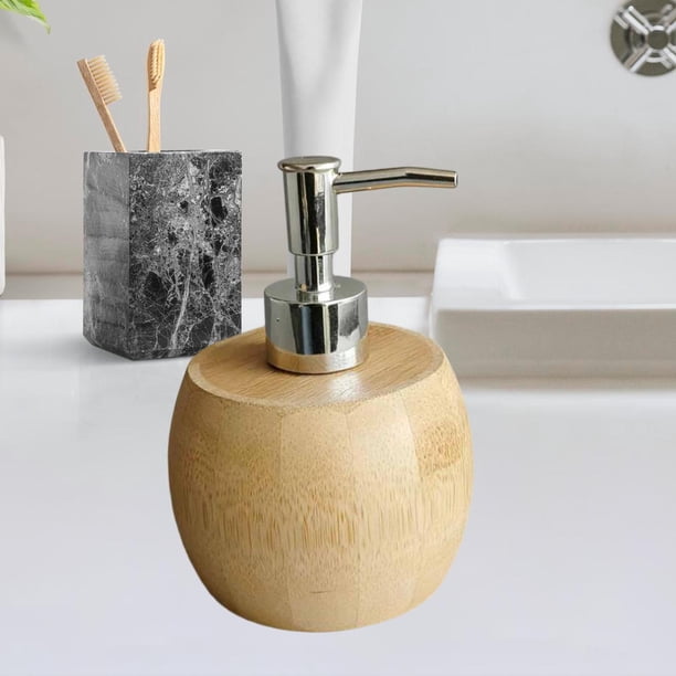 Dispensador de jabón de manos de bambú, botella con bomba para jabón de platos, rellenable con aceite esencial, para fregadero de cocina y encimera de