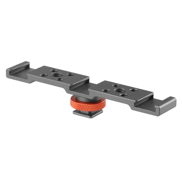 Soporte de placa de montaje de zapata fría triple de aluminio para montaje de luz LED de micrófono de cámara Meterk Soporte