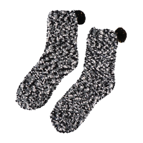 COSMOBETTY 1 Pair Comfy Socks Black Polyester Spandex for Winter Mornings Everyday Activities Sleep