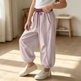 thumbnail image 6 of Rrxhxhs Pants for Girls Color Block Drawstring Elastic Waist Pleated Loose Baggy Casual Joggers with Side Pockets,Pink,4-5 Years, 6 of 6