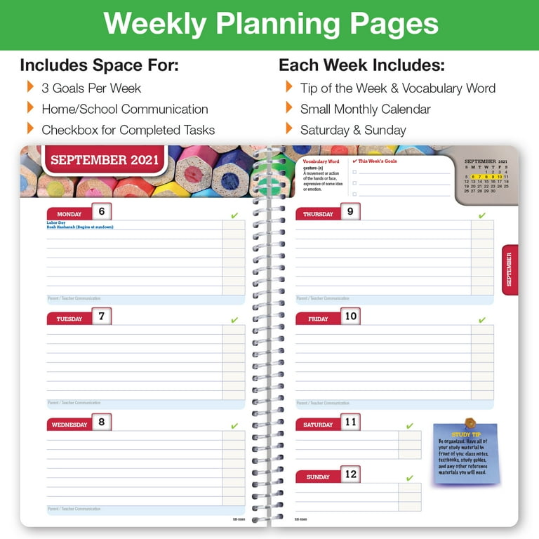 Global Datebooks Dated Middle School or High School Student Planner for  Academic Year 2021-2022 (Block Style - 5.5"x8.5" - Tye Dye) - Includes  Ruler/Bookmark and Planning Stickers - SC21-SB-5585-C3 - Walmart.com