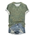 thumbnail image 5 of Sexlip Womens Swimsuit Set Ditsy Floral Print Cover Up Design Crew Neck Short Sleeve Slim Silhouette Breathable Fabric for Casual Beach Days Green XXXXL, 5 of 6