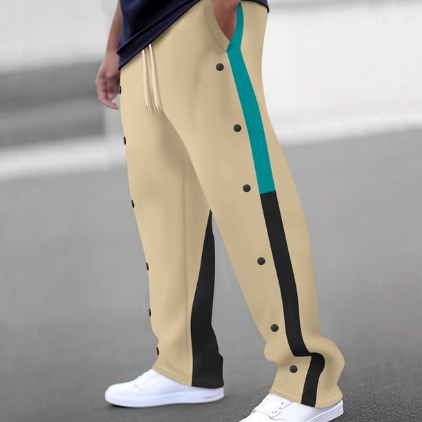 Pantalones largos para hombre, lisos, a la moda, informales, con bolsillos abotonados, cintura elástica, pantalones largos de chándal, pantalones de poliéster para hombre.