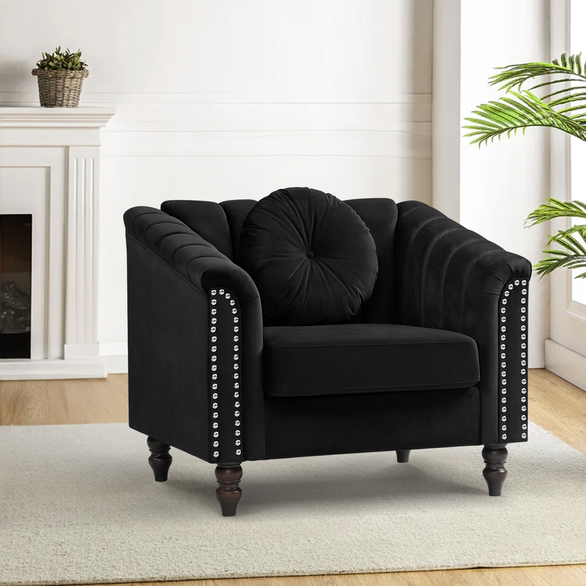 Aukfa 3 Pieces Sectional Sofa Couch Set for Living Room, 3 Seat Sofa, Loveseat and Accent Chair,Black