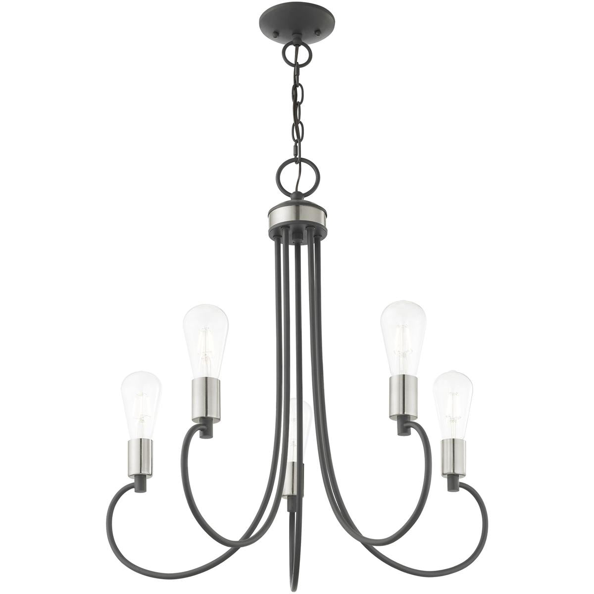 5 Light Scandinavian Gray Chandelier with Steel base material