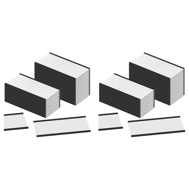 Portaetiquetas Magnéticos Portaetiquetas de Canal C de 4 X 2 Pulgadas con Protectores de Plástico Transparente e Inserciones de Papel 60 Juegos