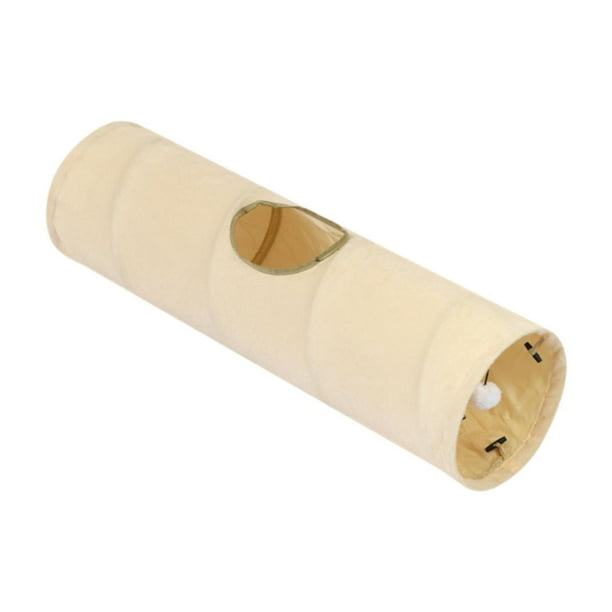 Túnel para gatos de interior, juguete para gatos, escondite, túnel de juego plegable, portátil y resistente. Beige