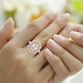 thumbnail image 2 of IGI Certified 3 Carat Emerald Shape Lab Grown Diamond Engagement Ring | 14K Rose Gold |Bloom Vintage Halo Diamond Ring | FG-VS1-VS2 Quality Friendly Diamonds, 2 of 5