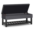 thumbnail image 3 of SIMPLIHOME Cosmopolitan 44 inch Wide Traditional Rectangle Storage Ottoman Bench with Open Bottom in Slate Grey Linen Look Fabric, for Living Room, Bedroom, 3 of 5
