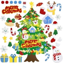 Jubtucc DIY Felt Christmas Tree Set with Light String, 38 Pcs Christmas Ornaments, 3.6 ft Wall Hanging Christmas Decorations for Kids Gifts New Year