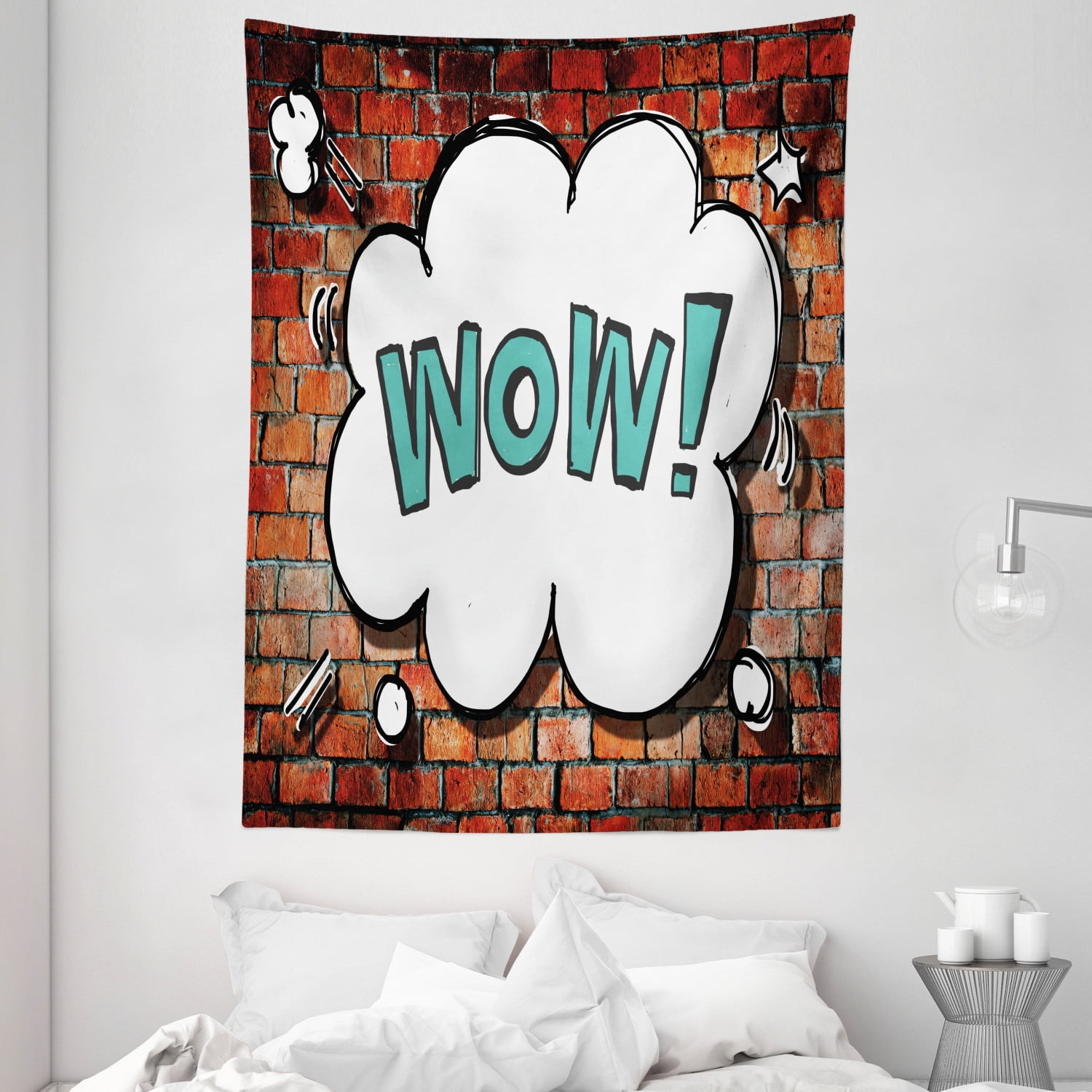 Brick Wall Tapestry Red Cracked Brick Wall British Backdrop Uk English Pop Art Cloud 90 S Grunge Wall Hanging For Bedroom Living Room Dorm Decor Multicolor By Ambesonne Walmart Com Walmart Com
