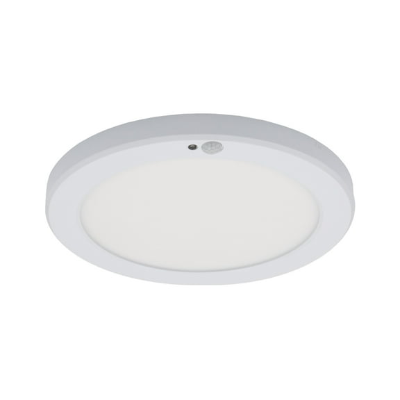 Maxxima 9 in. Round Ceiling Mount Light Fixture - Features Motion Sensor, 3000K Warm White, 1500 Lumens, Automatic Dusk to Dawn Photocell Sensor, Perfect Closet or Entryway Light