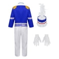 thumbnail image 2 of iiniim Unisex Girls Boys Marching Band Costume Uniform Sets Jacket Pants Mini Skirt Gloves Hat Outfit, 2 of 7