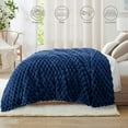 thumbnail image 5 of Whale Flotilla 50"x60" Throw Blanket for Couch with Expanded 3D-Jacquard Pattern, Fuzzy Soft Cozy Exquisite Blankets or All Season, Warm and Fluffy, Navy Blue, 5 of 10