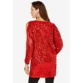 thumbnail image 2 of Roaman's Women's Plus Size Cold-Shoulder Sequin Tunic, 2 of 5