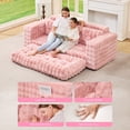 thumbnail image 5 of Hobestluk 3-Seater Sofa Boneless Couch with Tufted Button Design 2 in 1 Comfy Cloud Couch Oversized Sofa for Living Room Bedroom Apartment or Office (Pink, 3 Seater), 5 of 8
