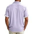 thumbnail image 3 of Havenx Shirts for Men Short Sleeve Floral Print Shirts Button Down Collared Top Hawaiian Casual Stylish Beach Summer Clothing,Light Purple S, 3 of 4