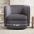 thumbnail image 2 of Bonzy Home 360° Swivel Accent Chair, Upholstered Velvet Barrel Chair with Plush Padded Backrest, Modern Swivel Armchair for Living Room Bedroom, Gray, 2 of 7