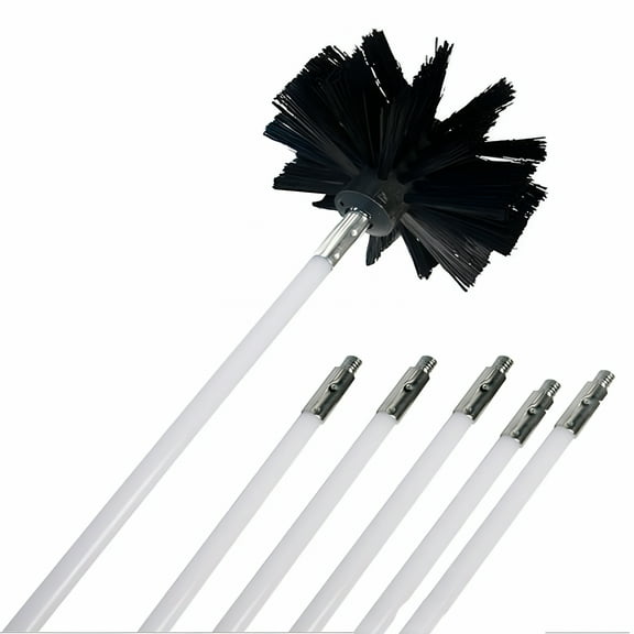 ACDANC 12Ft 6Pcs Chimney Cleaner Cleaning Brush Rotary Sweep System Fireplace Kit Rod