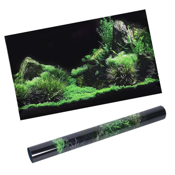 Aquarium Fish Tank, Grass Background Aquatic Fish Tank Seafloor Water Decoration Painting Decoration Painting PVC Sticker61 X 30cm