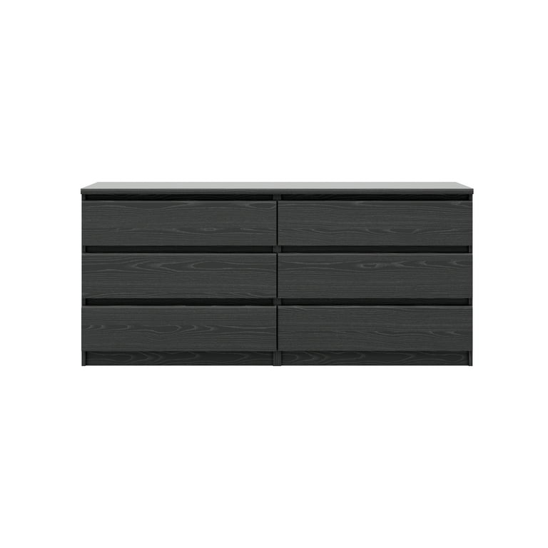 Tvilum, Double Dresser, 6 Drawer, Black Wood Grain - Walmart.com