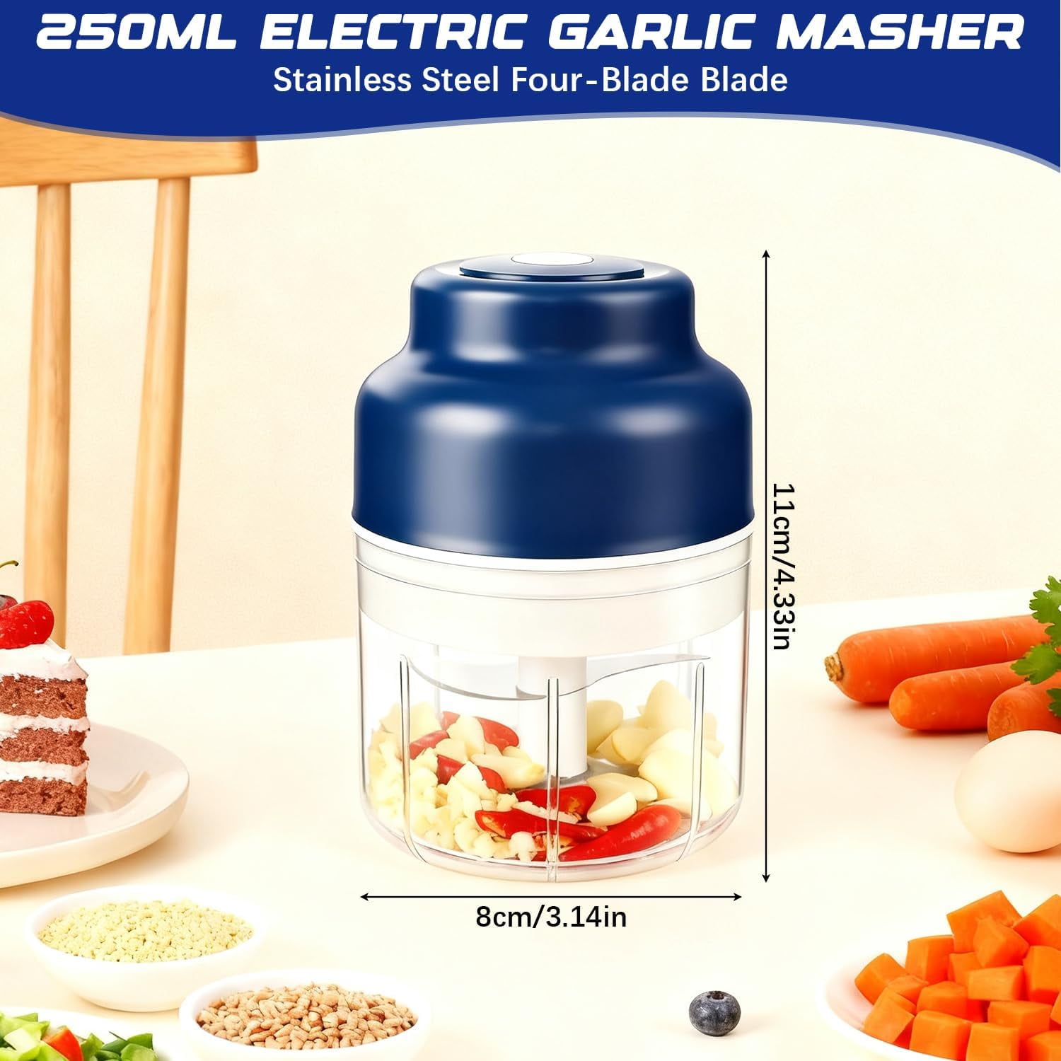 2026 New Household Electric Garlic Crusher | Mini Portable USB Charging Wireless Food Processor for Chopping Veggies, Onion & Ginger