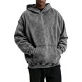 thumbnail image 2 of Havenx Men's Distressed Washed Hooded Sweatshirt Long Sleeve Hoodies with Pockets Hooded Pullover Tops Fall Winter Fashion Loose Basic Comfy Casual Clothes,Gray 3XL, 2 of 6