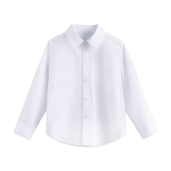 EnJoCho Boys White Button Down Shirt Boys Button Collar Shirts School Unifor𝗆 Formal Long Sleeve Dress Shirts Tops Kids Toddler Summer Solid T-Shirts