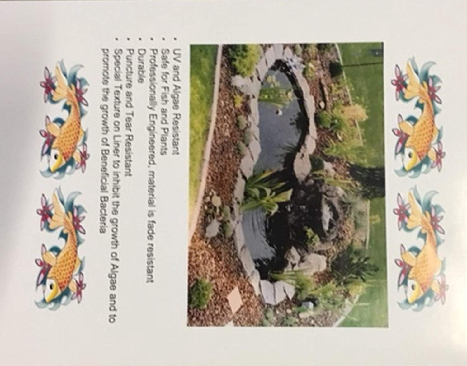 Water Garden Fountain KOI Pond KIT Liner & 620 GPH Pump 13 x 15 + Lilies