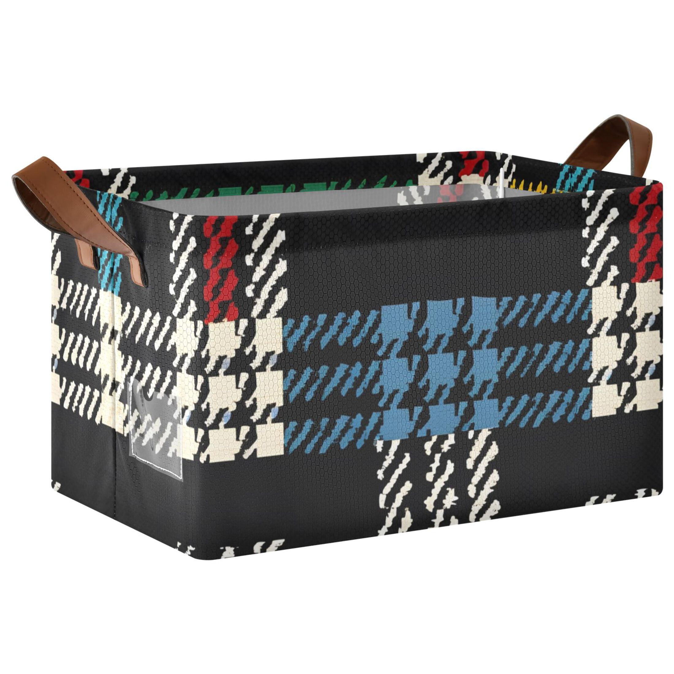 Ryvnso Colorful Black Checkered Pattern Storage Bins Large Basket Foldable Cube Toys Organizer with Handles 2 PCs