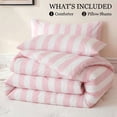 thumbnail image 5 of Pink and White Striped Comforter Set Queen, 100% Cotton Reversible Comforter Set 3 Pcs, Luxury Linen Like Bedding, Soft Breathable Lightweight Comforter for All Seasons, 5 of 8