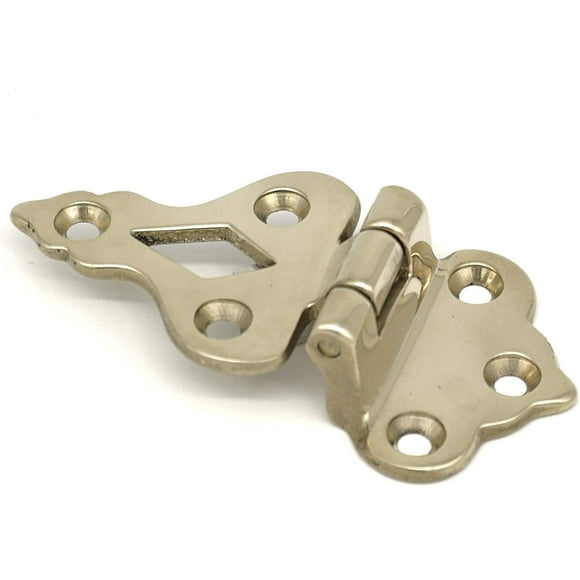 Antique Ice Box Hinge, Solid Brass 3/8" Offset Ice Box Hinge in Non Lacquered Brass, Reproduction of Antique Ice Box Hardware, Beautiful Cabinet Hinge