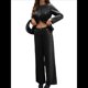 thumbnail image 2 of Conjunto de 2 Piezas de Mezclilla para Mujer, Camisa Y2k, Jeans de Pierna , Pantalones Palazzo y Conjuntos. Traje Negro y Gris L, 2 of 9