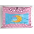 thumbnail image 1 of Sweet Dreams Pillow Sham Pink Starry Backdrop with Open Window and Sleeping Moon in Sky, Decorative Standard Size Printed Pillowcase, 26 X 20 Inches, Pink Yellow and Pale Blue, by Ambesonne, 1 of 2