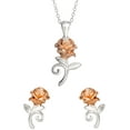 thumbnail image 5 of Disney Beauty and the Beast Women's Sterling Silver Rose Stud & Pendant Set, 17", 5 of 6