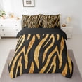 thumbnail image 2 of Feelyou Black Gold Stripes Bedding Comforter Set 7pcs for Women, Modern Zebra Print Queen Bedding Sets, Artwork Abstract Ombre Reversible Queen Sheet Sets, Ultra Soft Bedroom Decor, 2 of 8